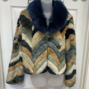 Faux Fur Chevron Coat